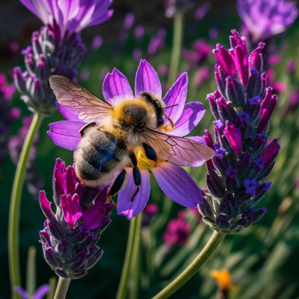 Papillon coloré posé sur une fleur de lavande dans un jardin ensoleillé